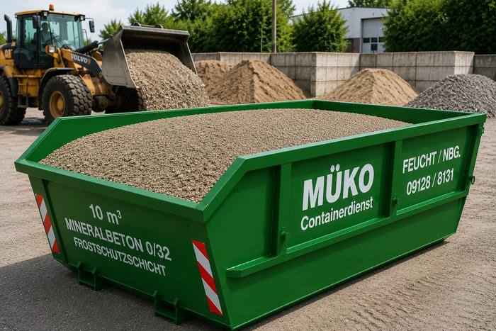 MÜKO Container mit Mineralbeton 0/32